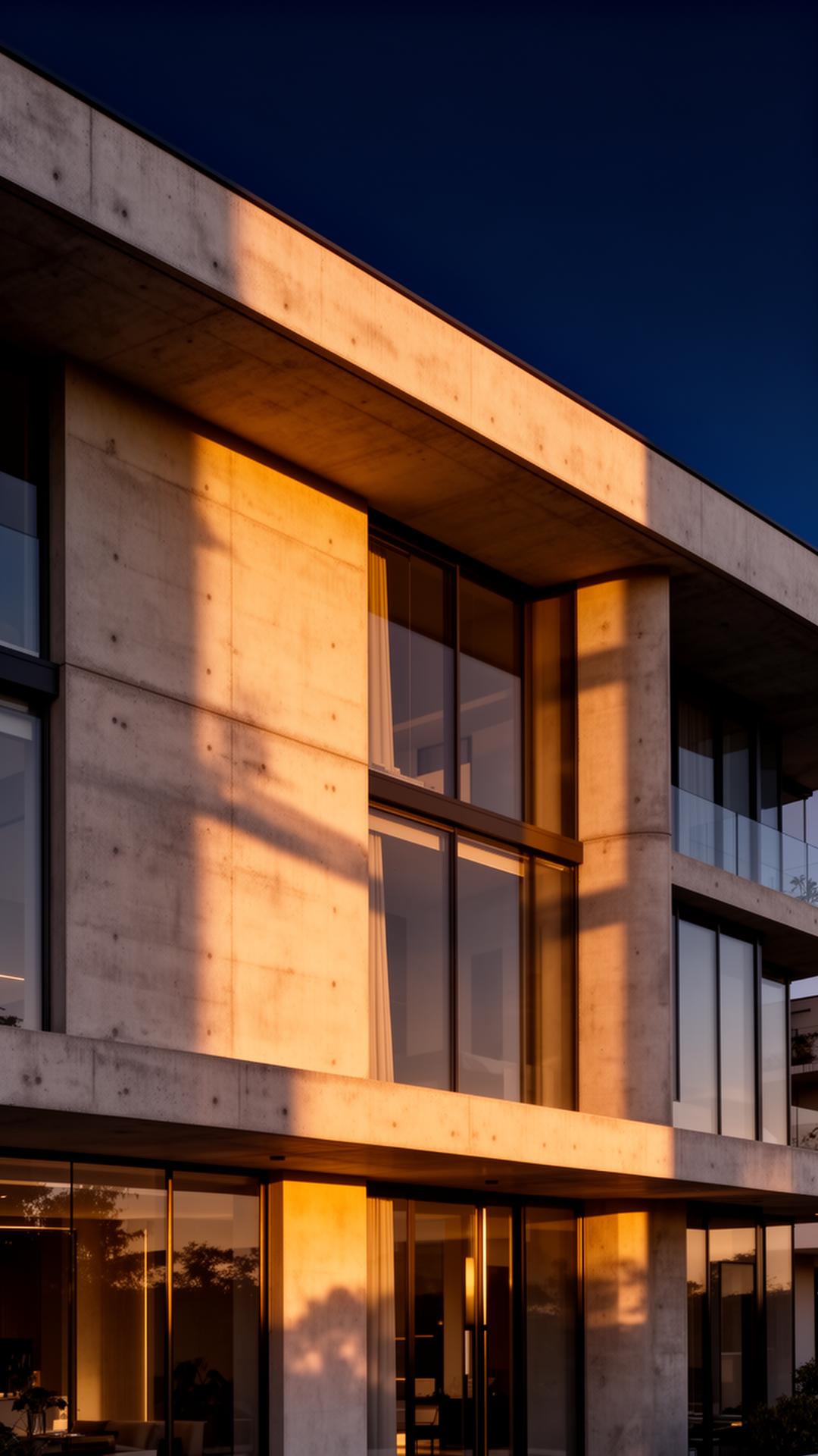 Fachada de edifício moderno ao entardecer